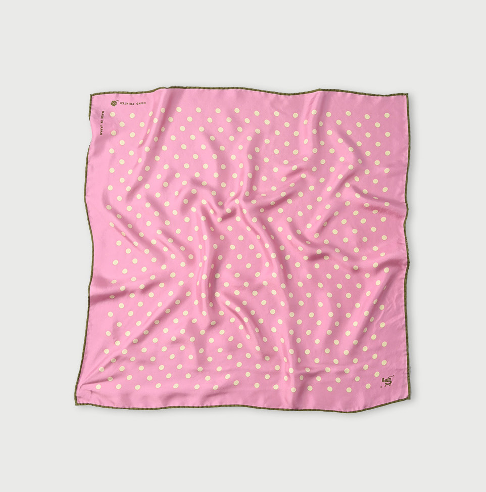 Silk Polka Dot Big Bandana Pink