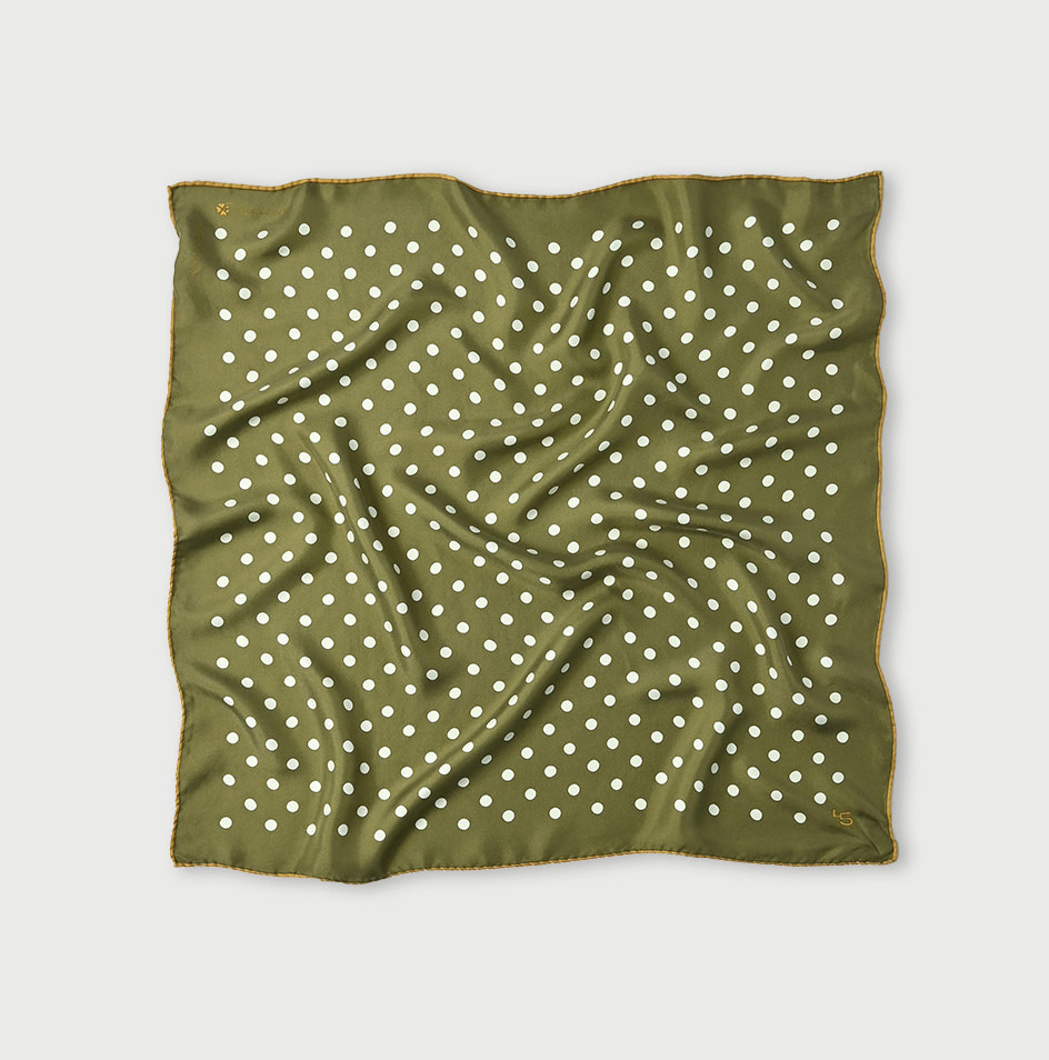 Silk Polka Dot Big Bandana Khaki