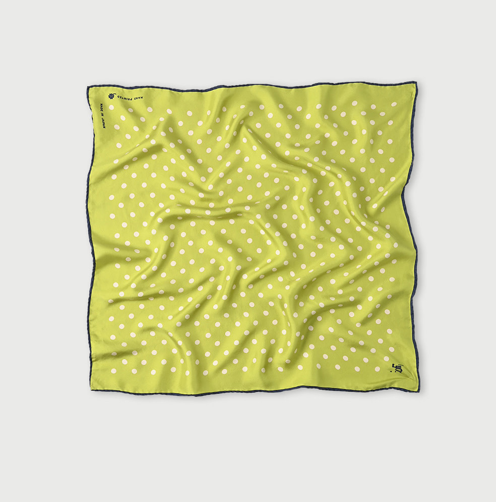 Silk Polka Dot Big Bandana Green