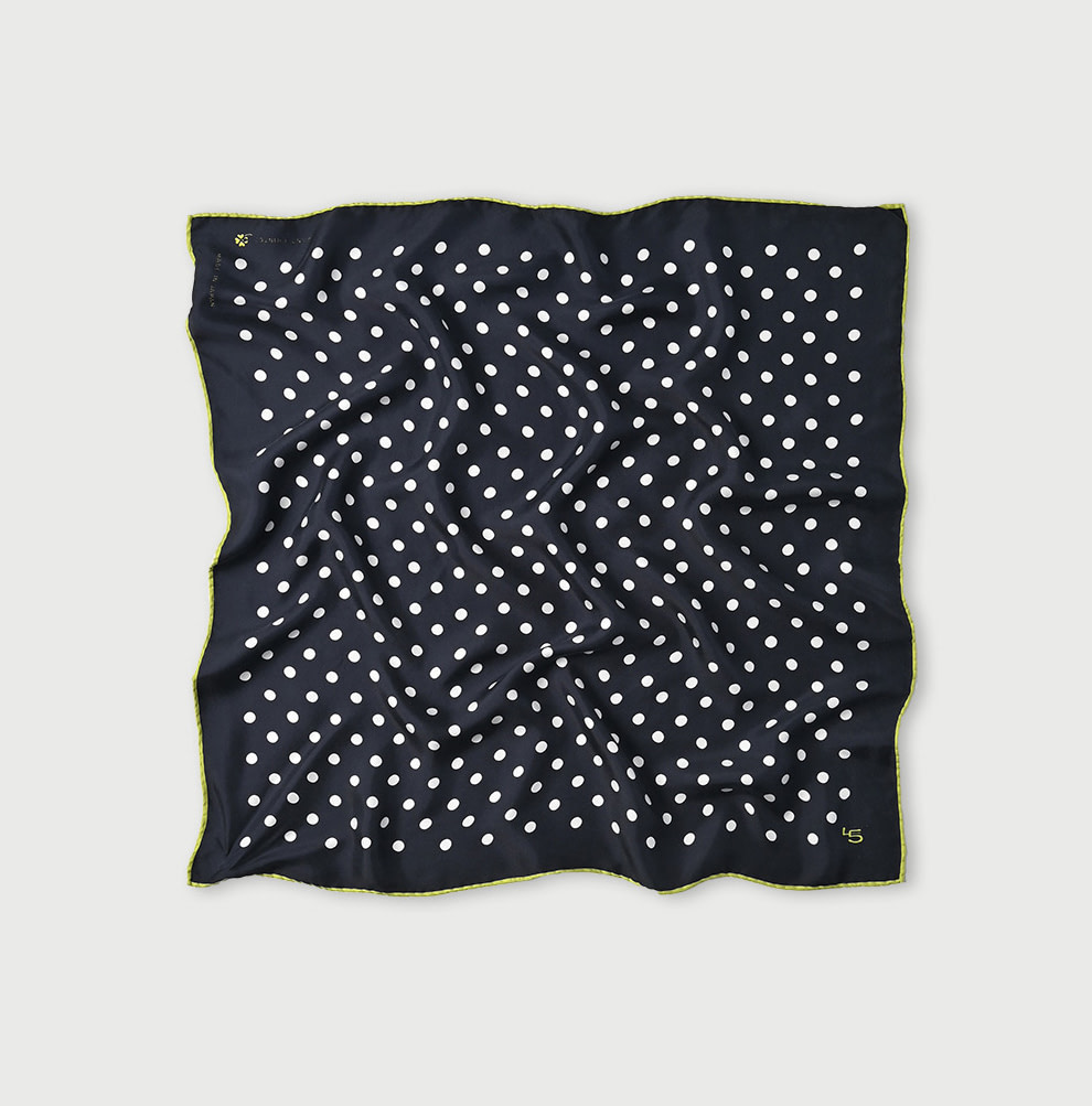 Silk Polka Dot Big Bandana Navy