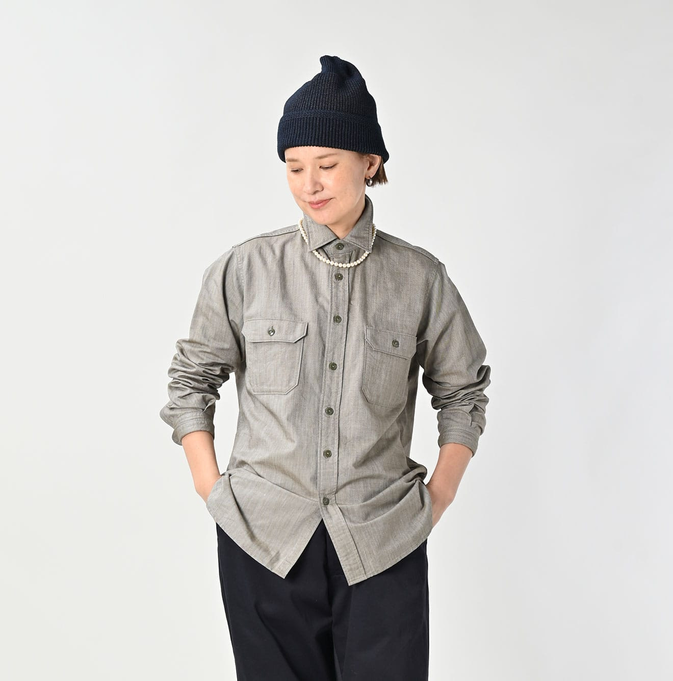 Supima OX 908 Military Shirt Female Model