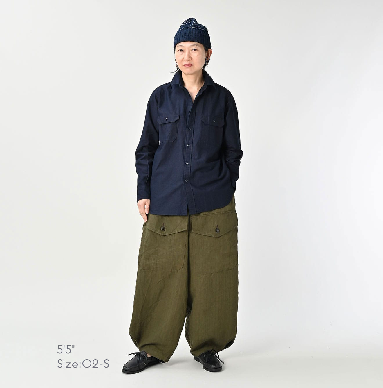 Indigo Supima OX 908 Military Shirt Female Model