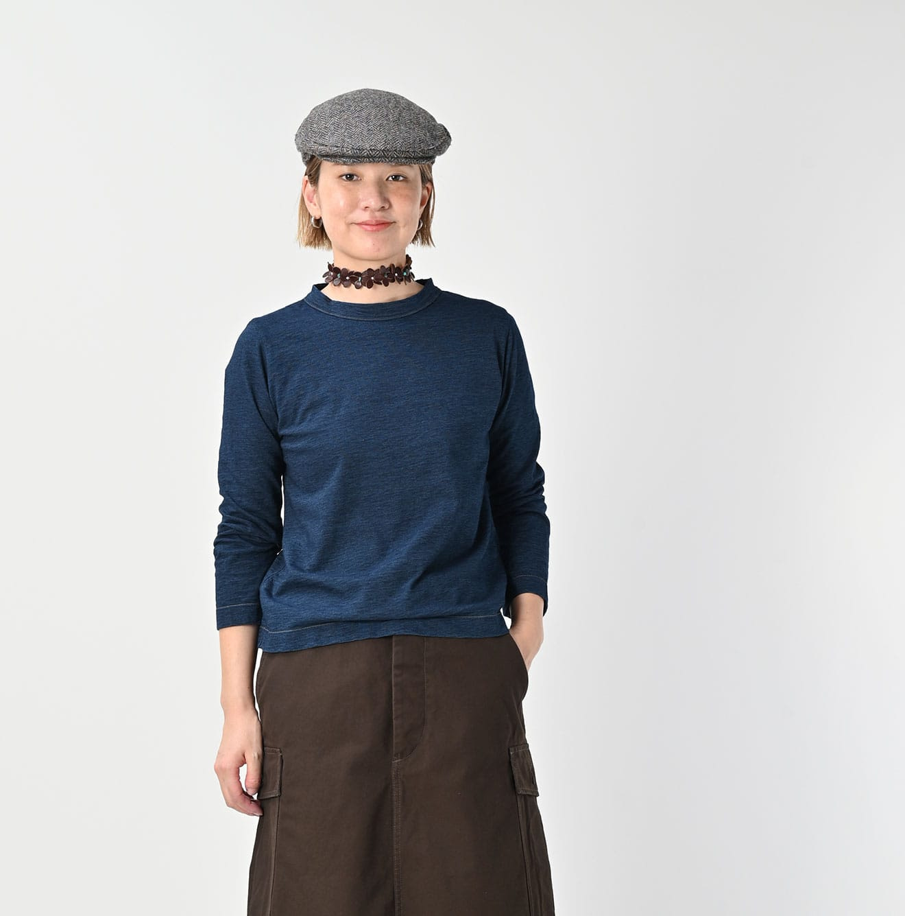 Indigo Tenjiku Square T-shirt Nou Female Model