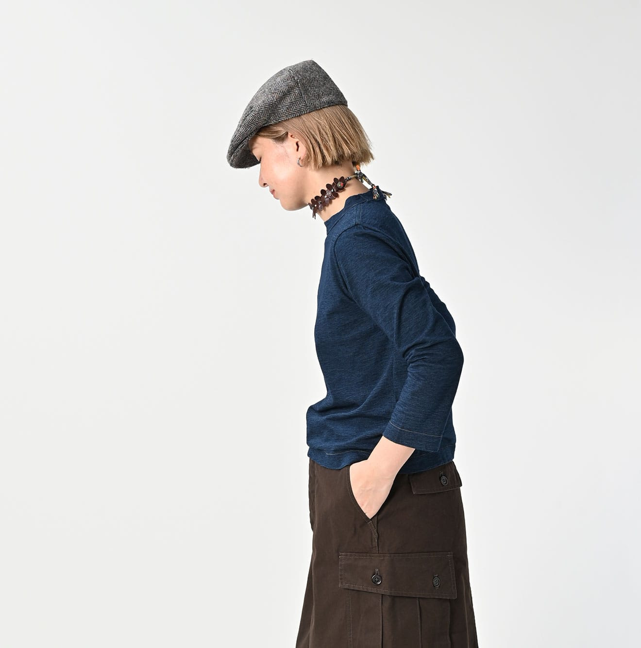 Indigo Tenjiku Square T-shirt Nou Female Model