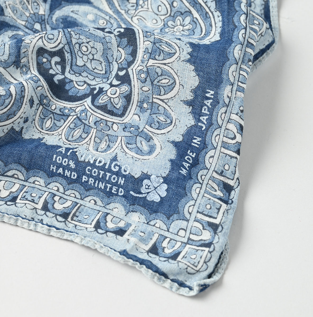 Indigo Gauze Paisley Sarasa Bandana Detail