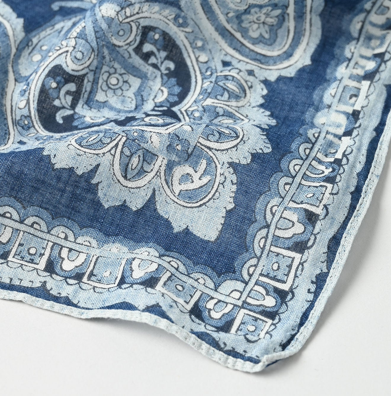 Indigo Gauze Paisley Sarasa Bandana Detail