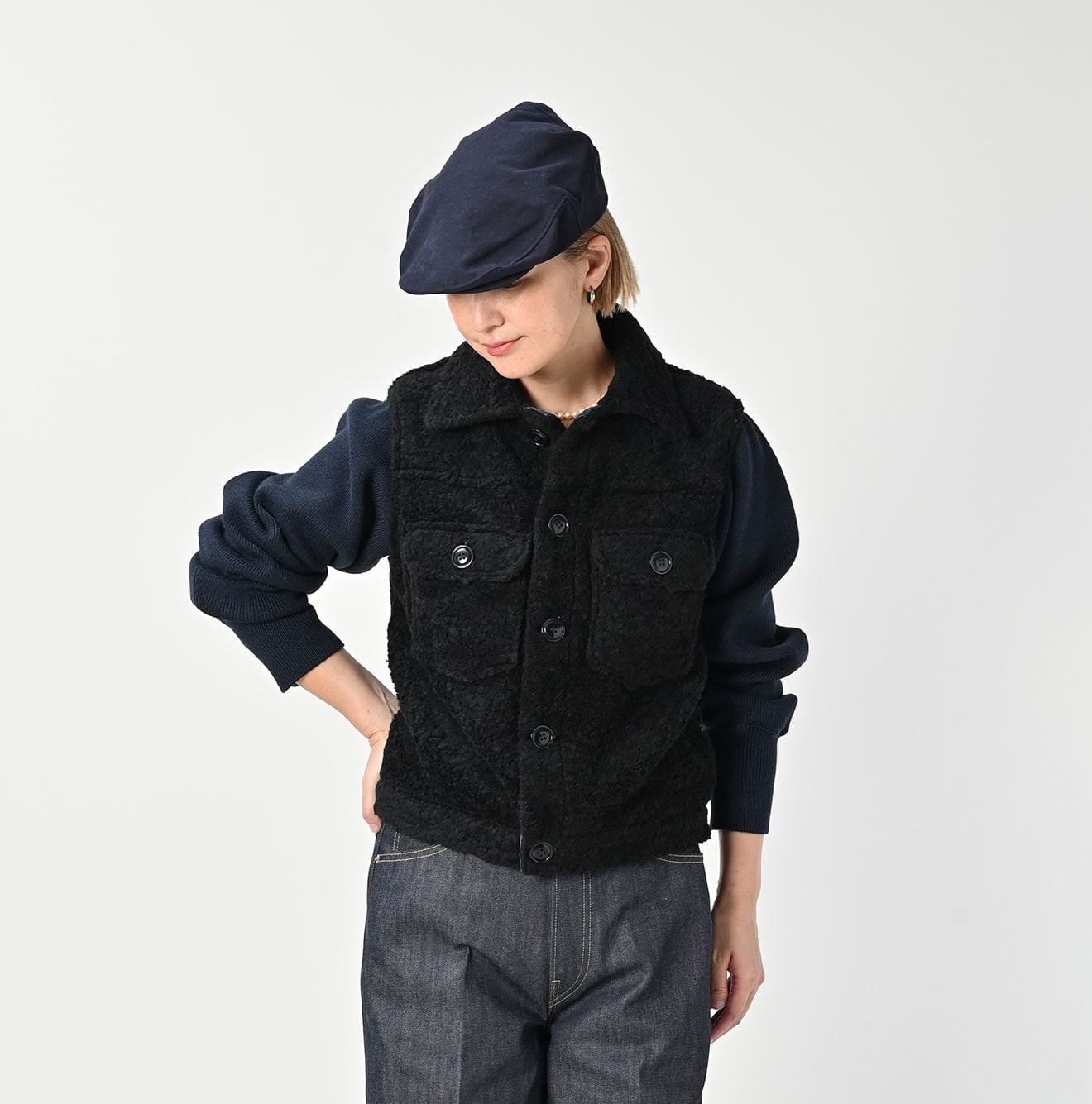 Boa x US Mou Wool Jacket Female Model