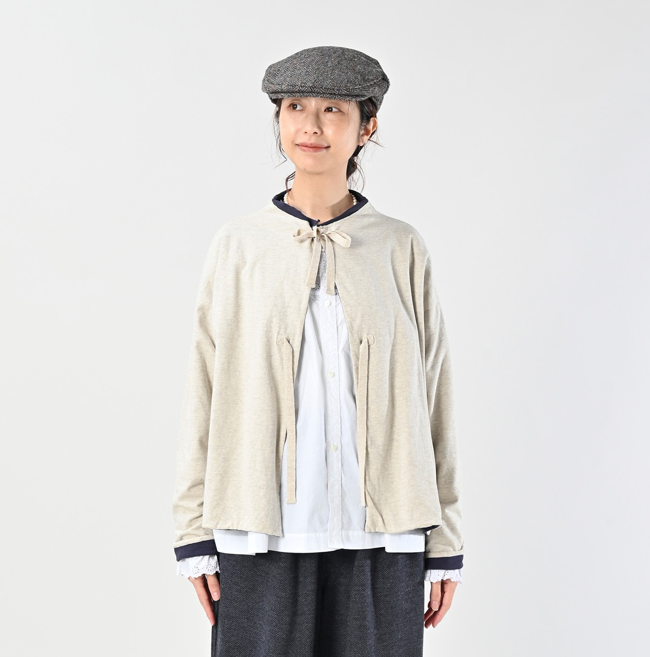 Zimbabwe Cotton Reversible Square Cardigan Female Model