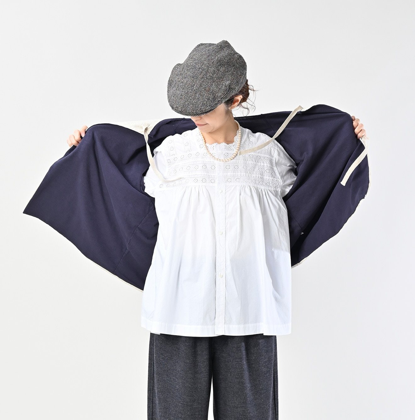 Zimbabwe Cotton Reversible Square Cardigan Female Model