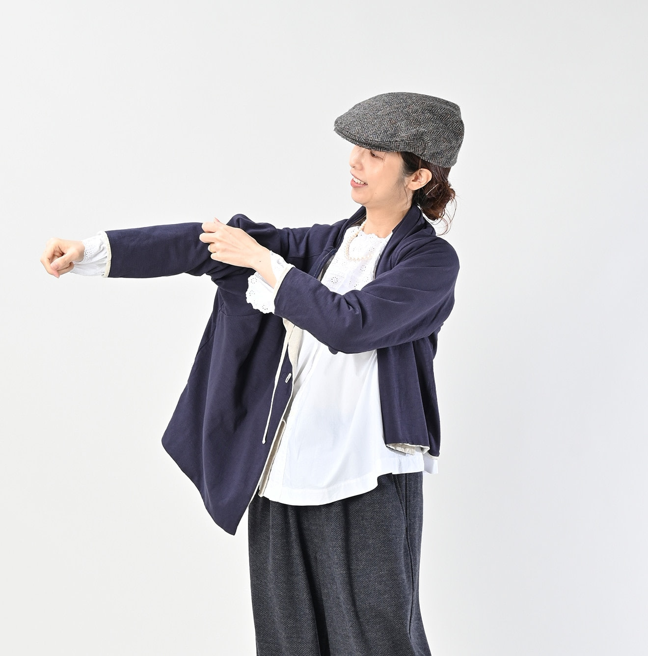 Zimbabwe Cotton Reversible Square Cardigan Female Model