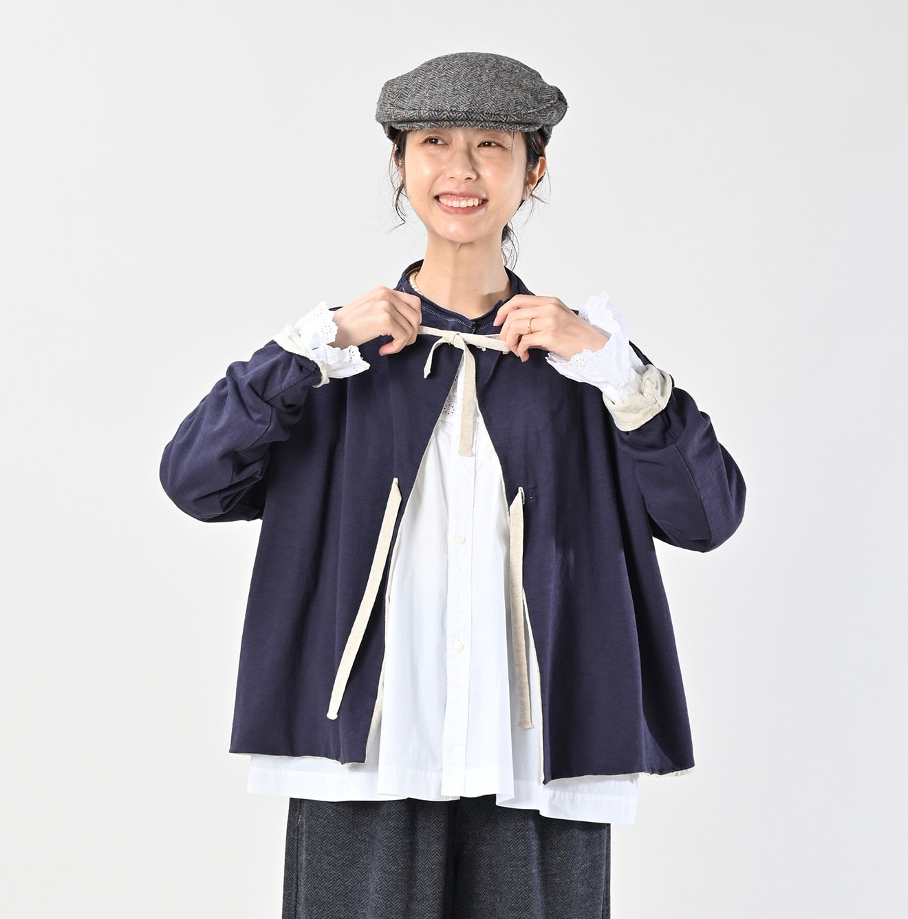 Zimbabwe Cotton Reversible Square Cardigan Female Model