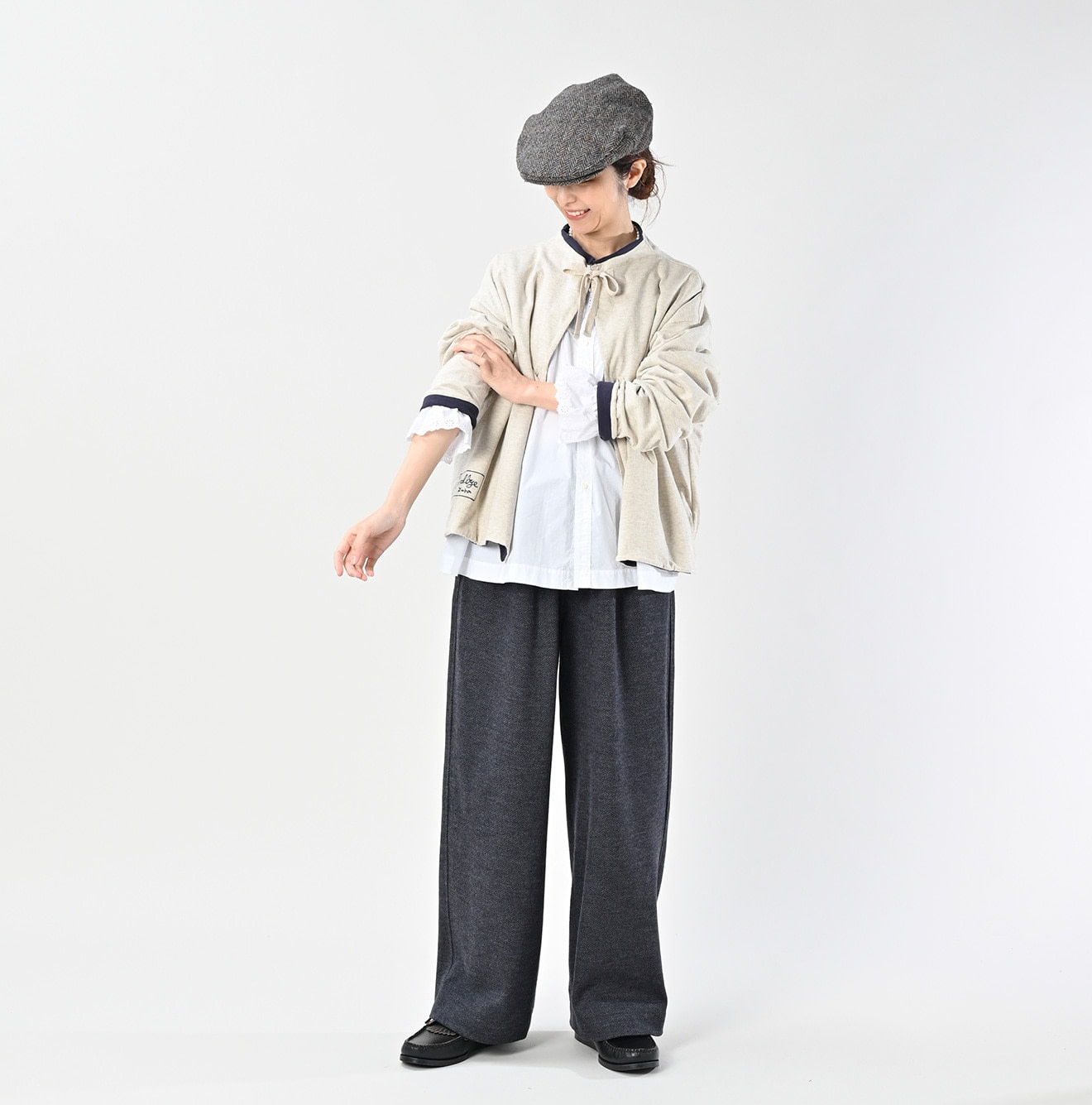 Zimbabwe Cotton Reversible Square Cardigan Female Model