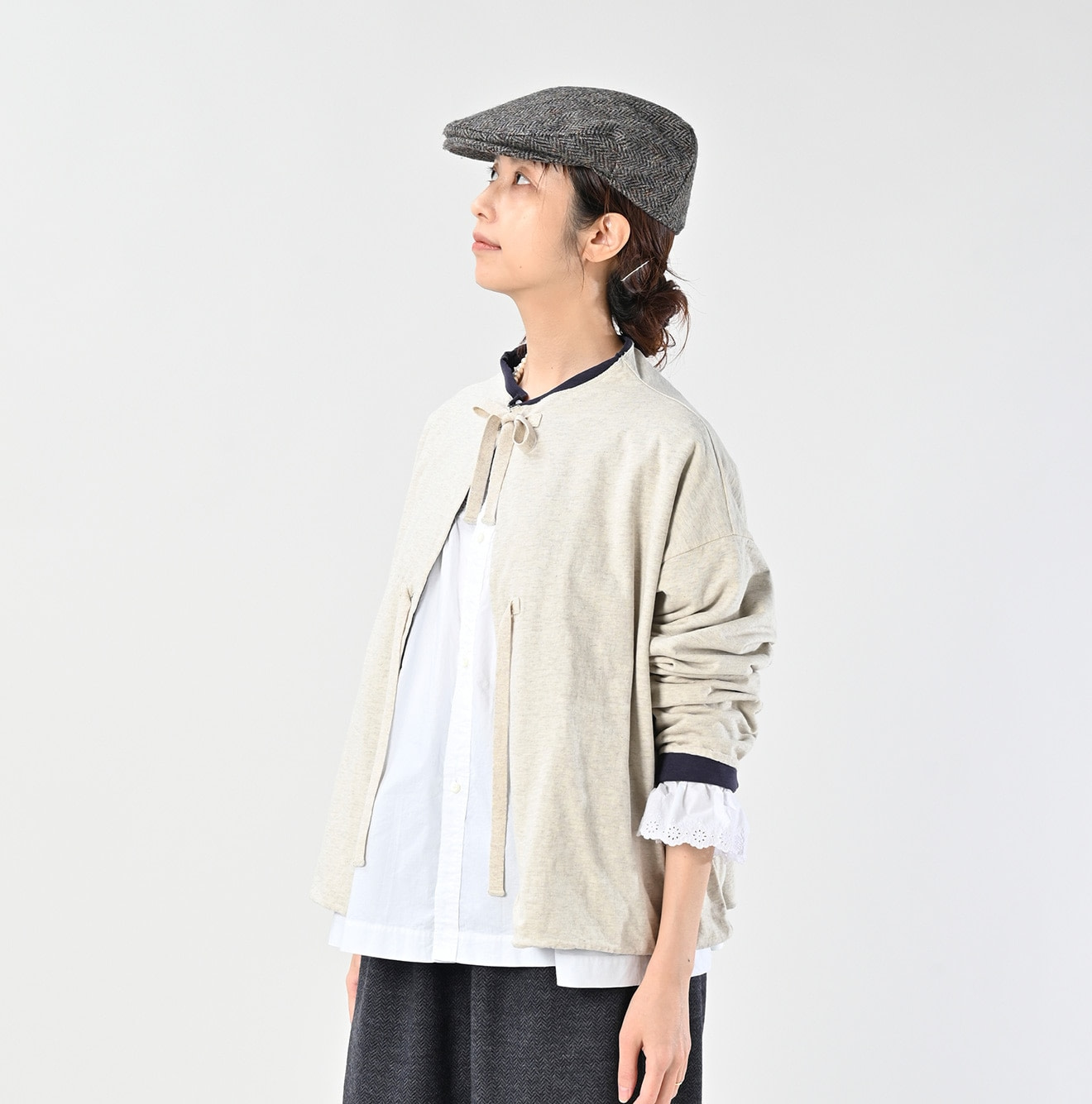 Zimbabwe Cotton Reversible Square Cardigan Female Model