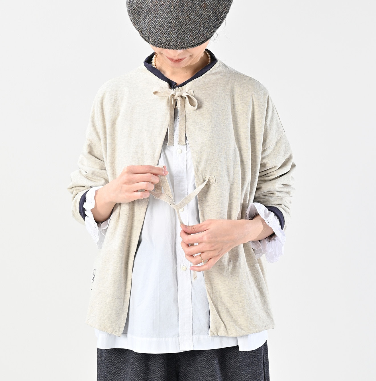 Zimbabwe Cotton Reversible Square Cardigan Detail