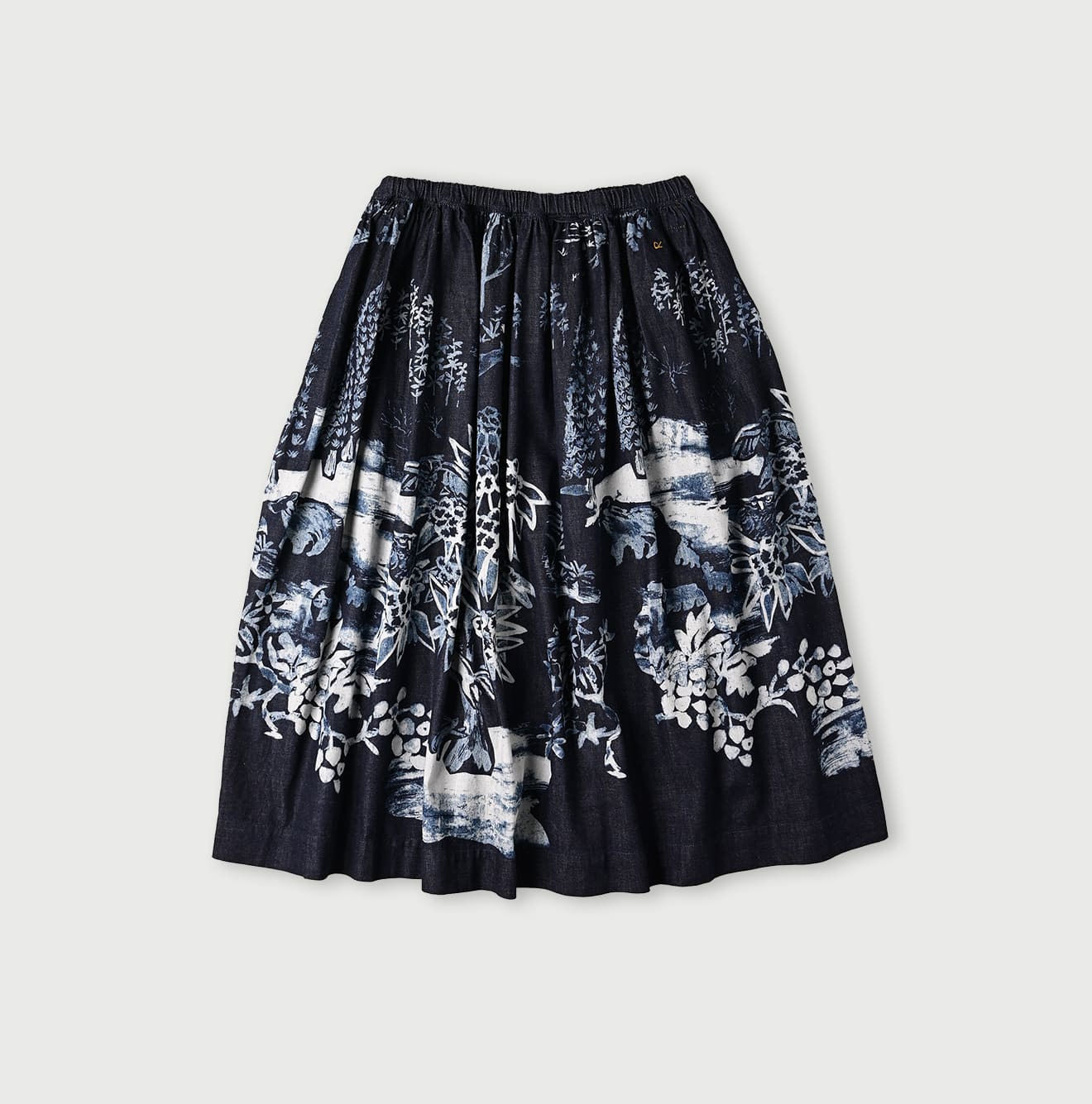 Indigo Wonderland Print Easy Gather Skirt Back