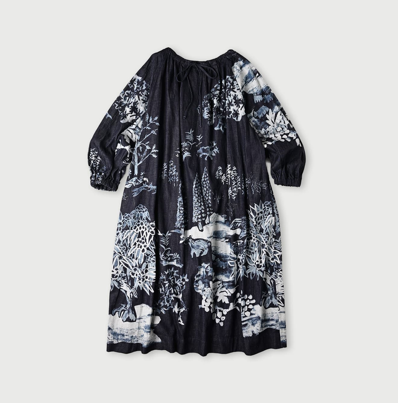 Indigo Wonderland Print Tuck Dress Back
