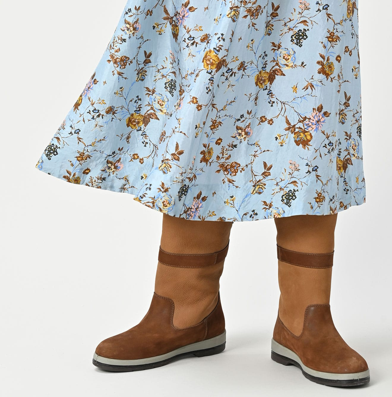 Silk Antique Flower Print Dress Detail