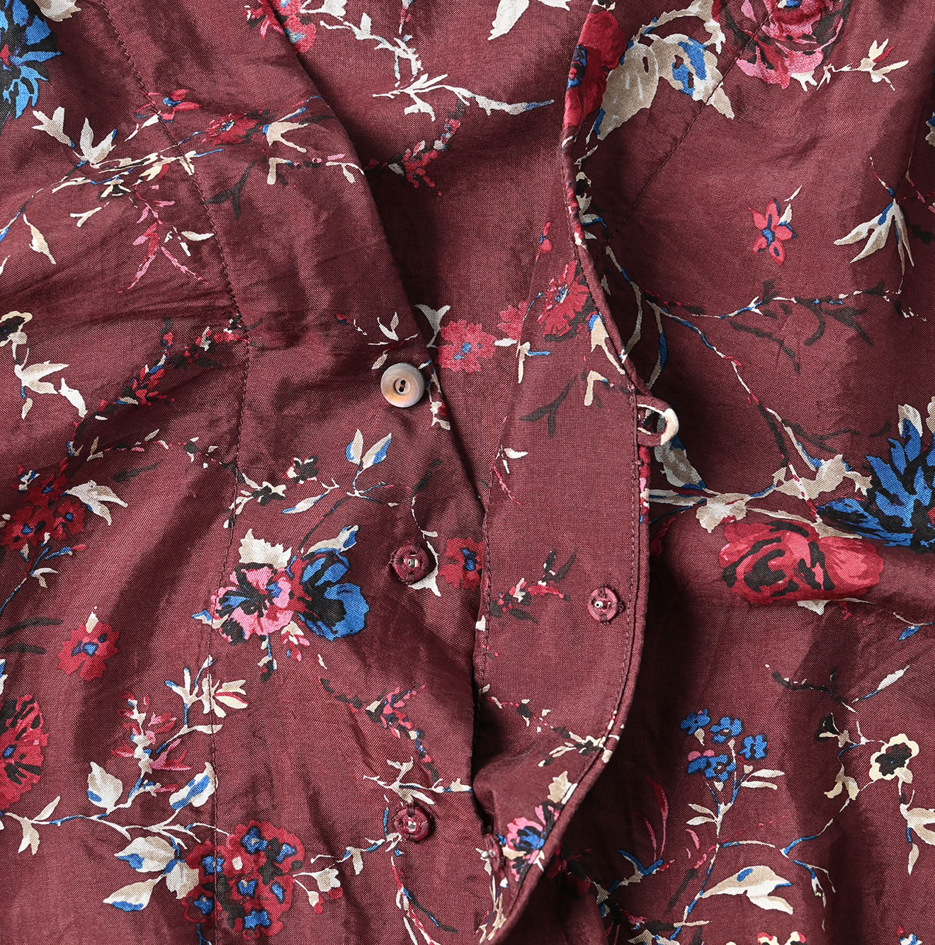 Silk Antique Flower Print Dress Detail