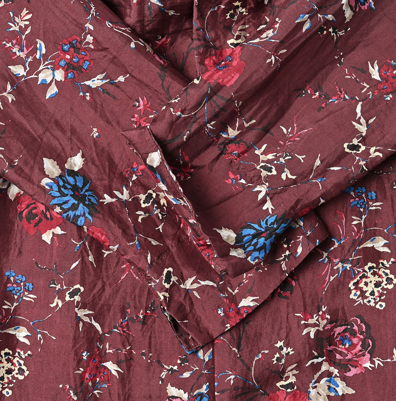 Silk Antique Flower Print Dress Detail