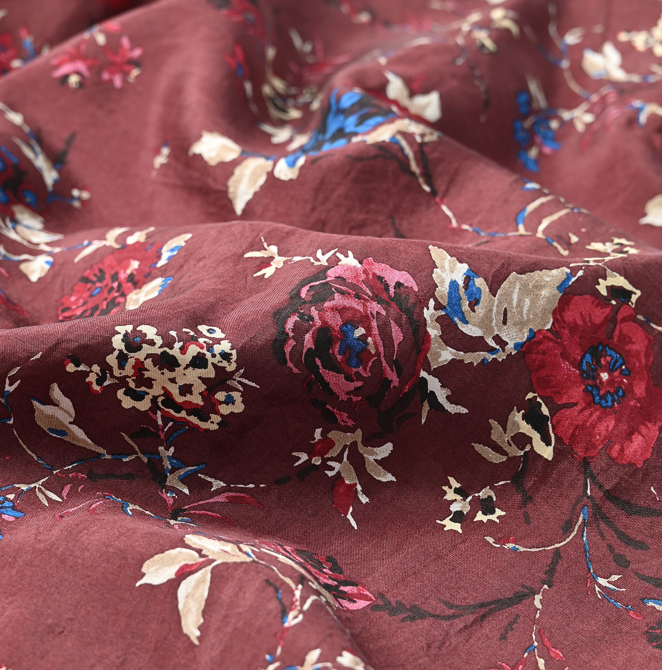 Silk Antique Flower Print Dress Detail