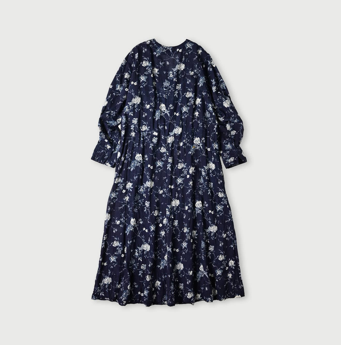 Indigo 45 Gauze Antique Flower Print Dress Back