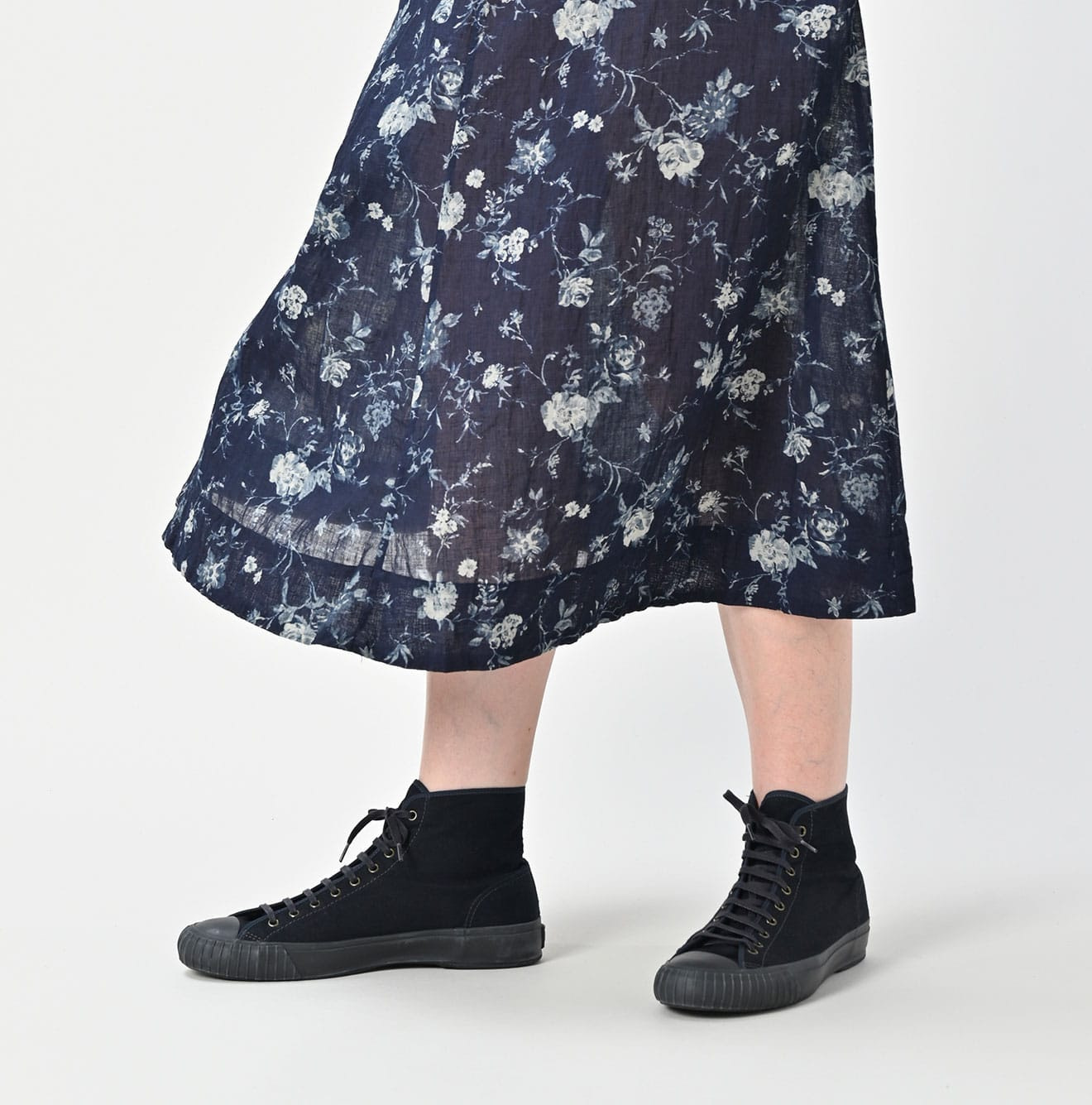 Indigo 45 Gauze Antique Flower Print Dress Detail