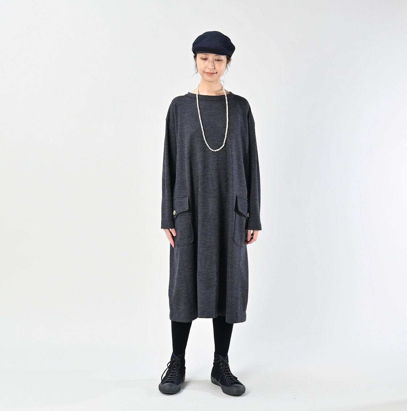 Jersey Flannel Dress Herringbone Female Model