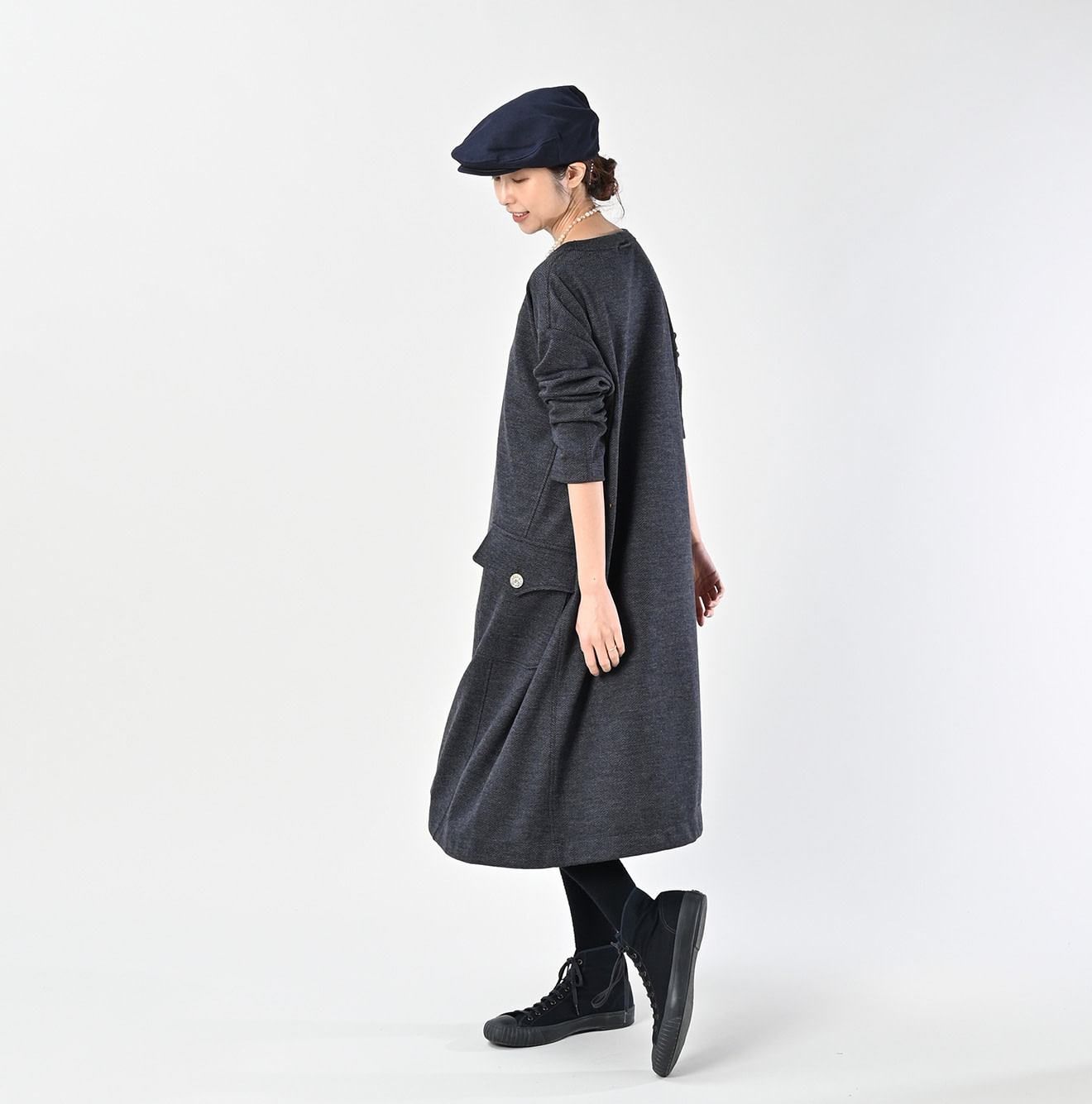 Jersey Flannel Dress Herringbone Female Model