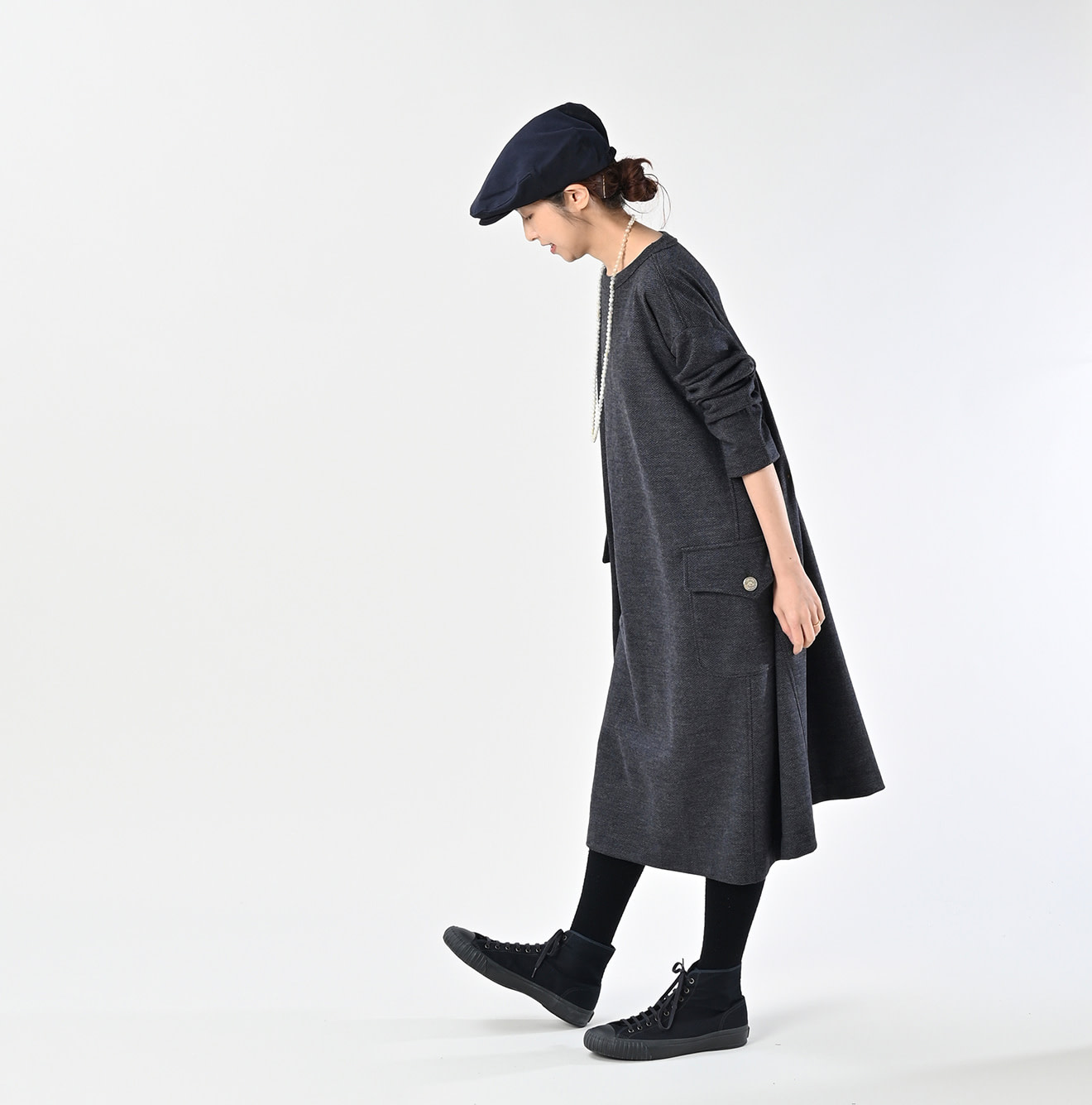 Jersey Flannel Dress Herringbone Female Model