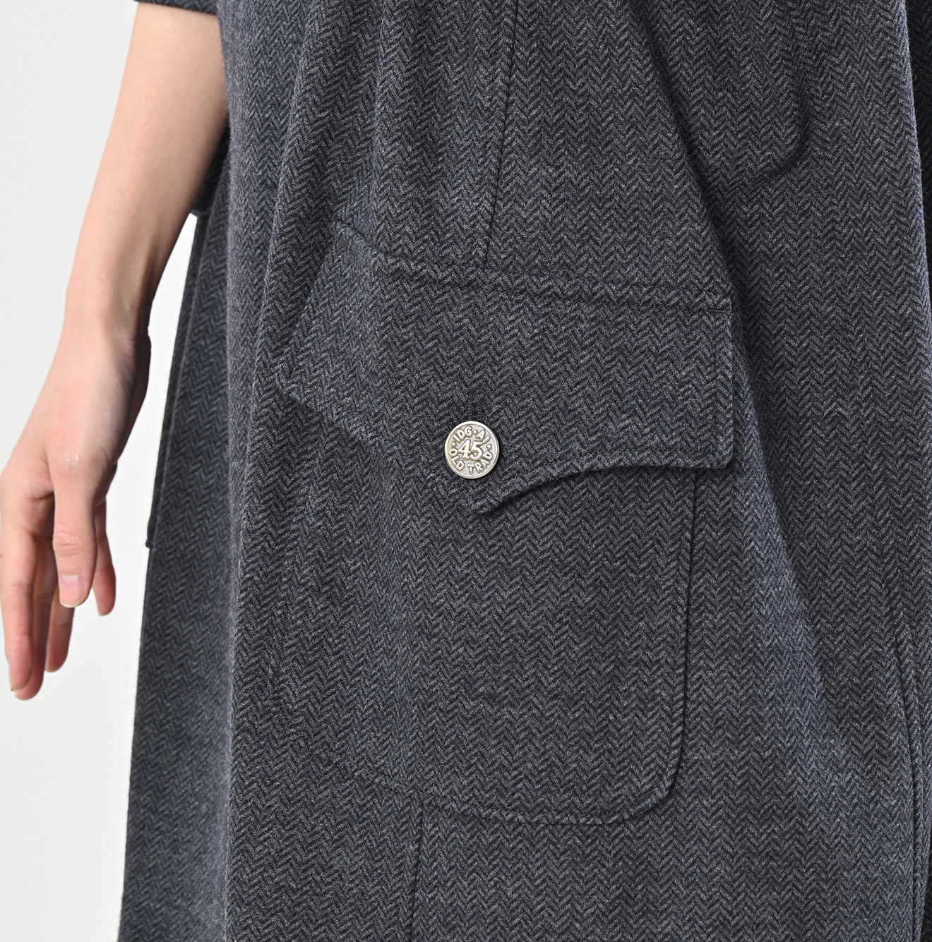 Jersey Flannel Dress Herringbone Detail