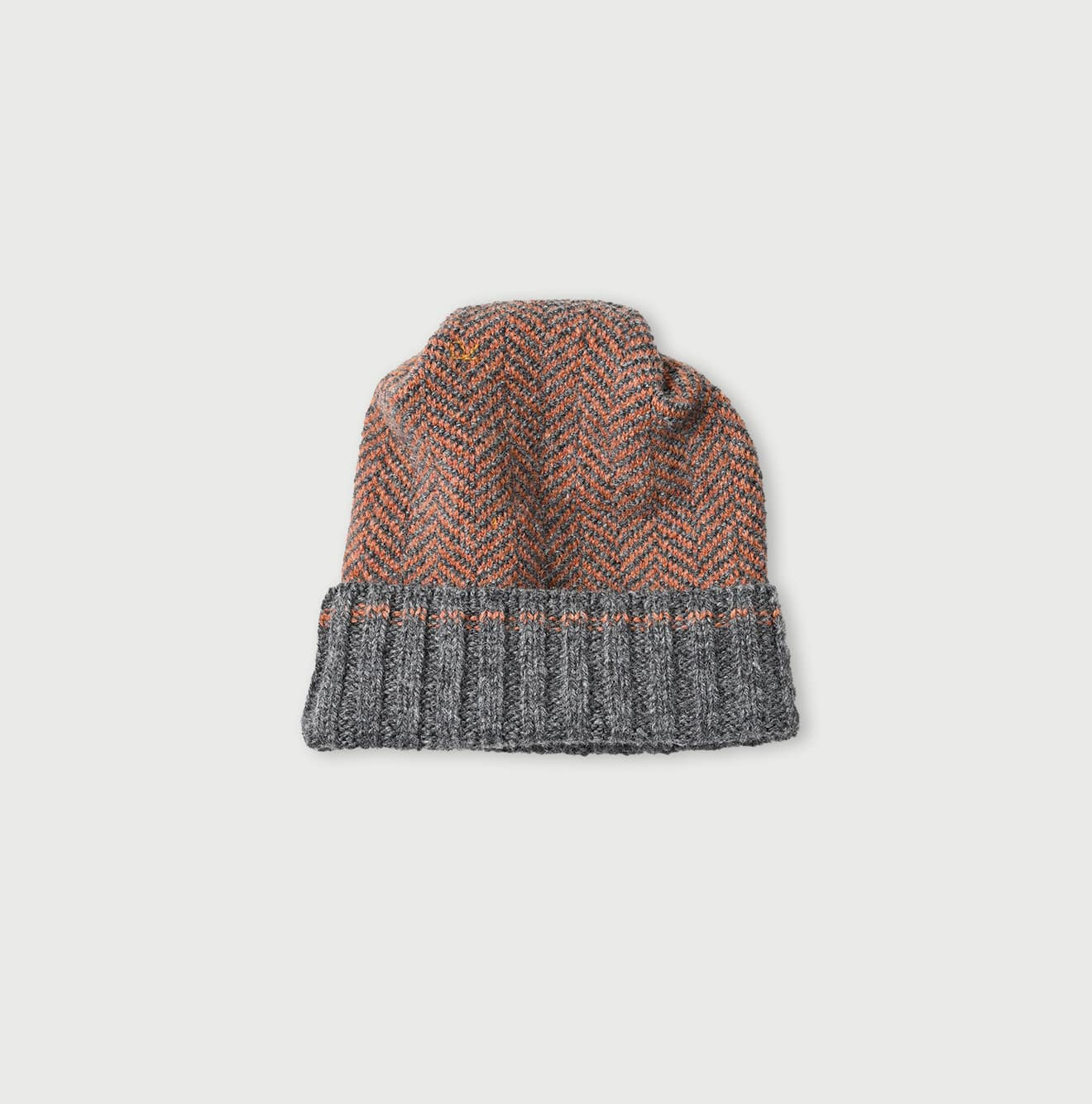 Shetland Tweed Knit Cap Gray Herringbone