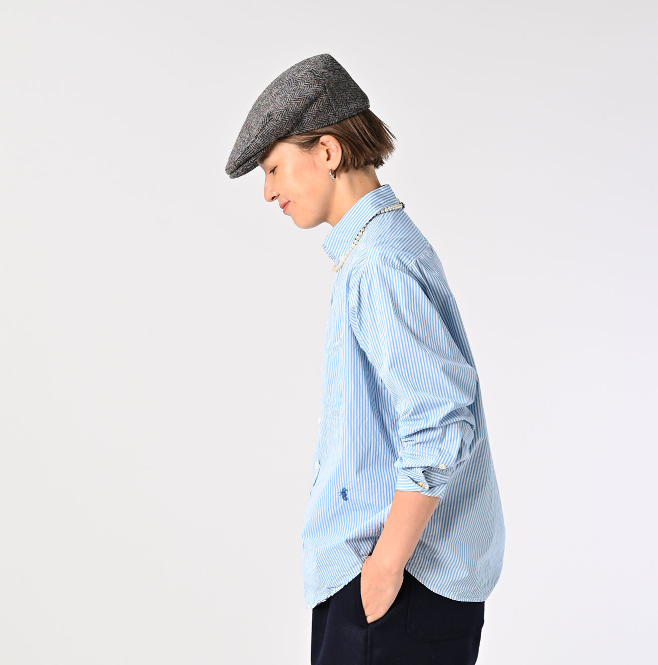 No.180 Miko 908 Ocean Button Down Shirt Female Model