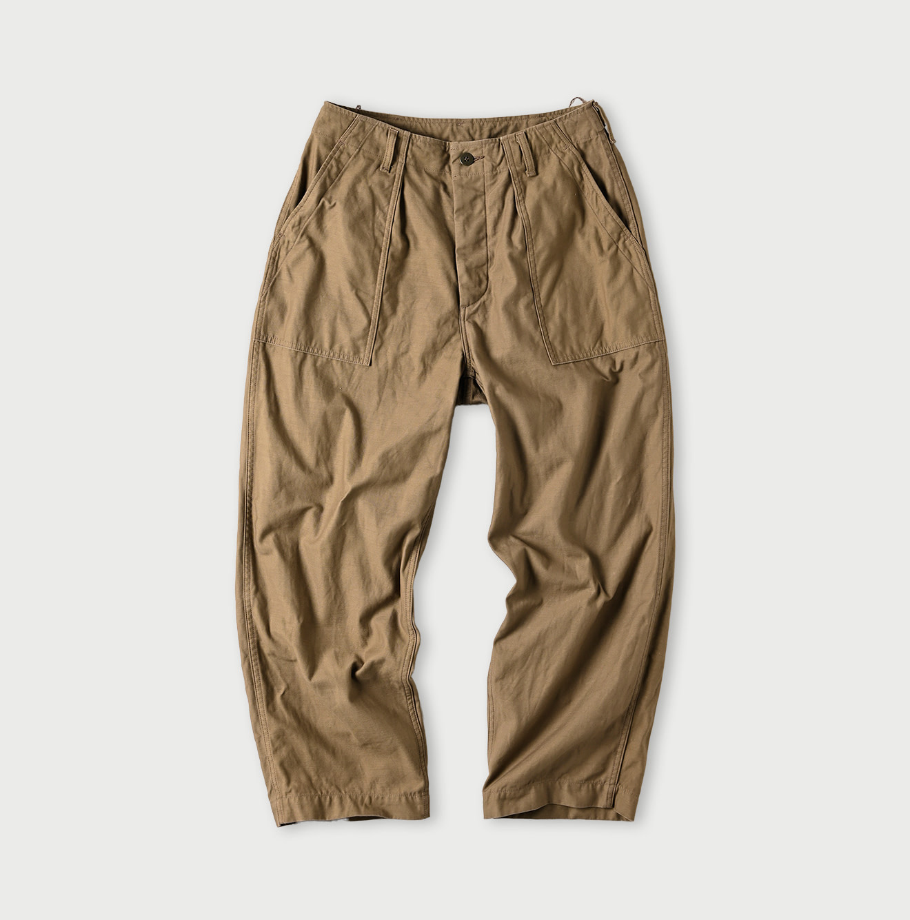 Back Satin 908 Wide Baker Pants Beige