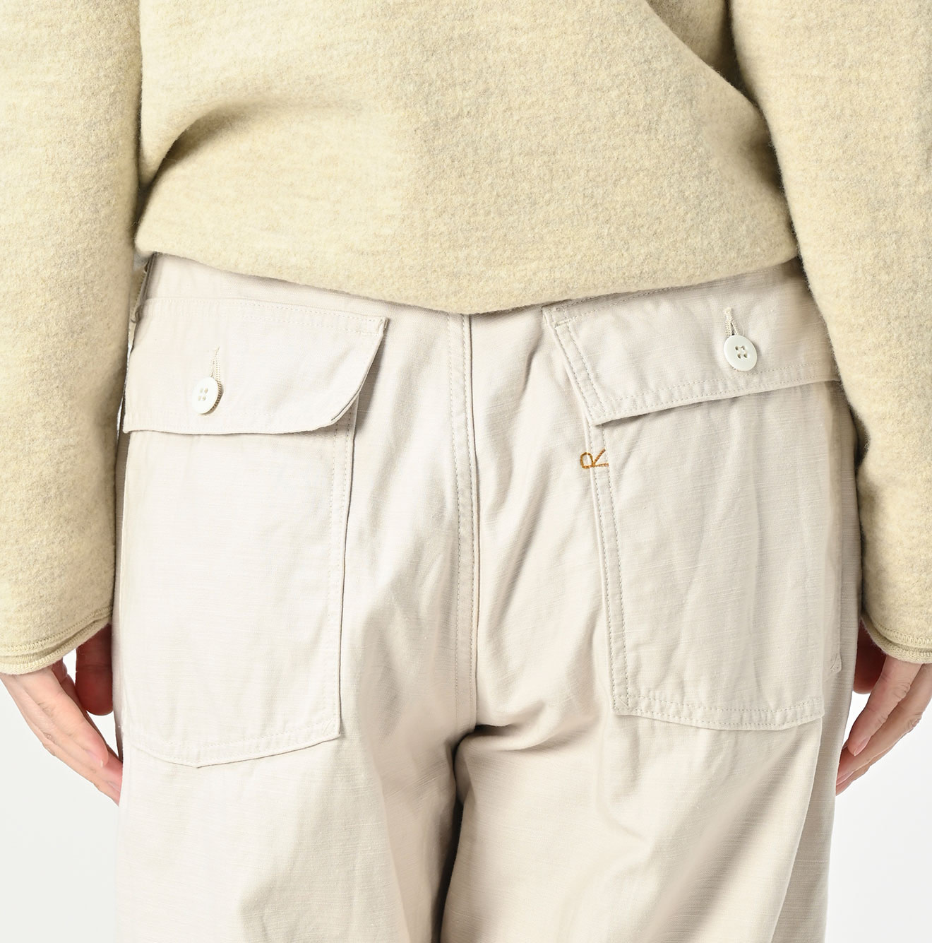 Back Satin 908 Wide Baker Pants Detail