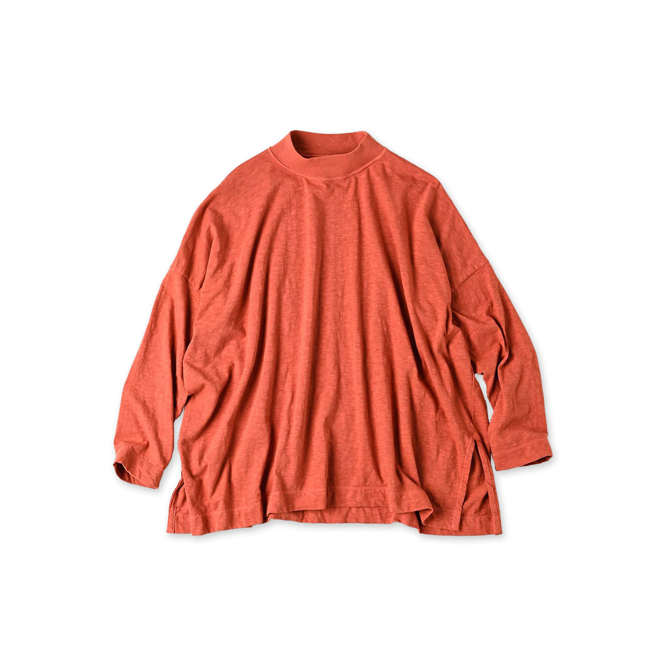 Plant Dyed Yock Neck Big Slit T-shirt Autumn Leaves