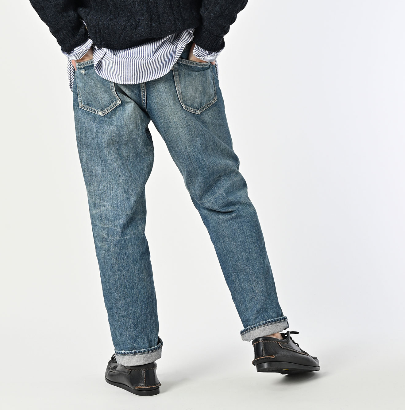 Futatabi Rye Mugi Denim Crosby 5 Heavy A-Wash Male Model