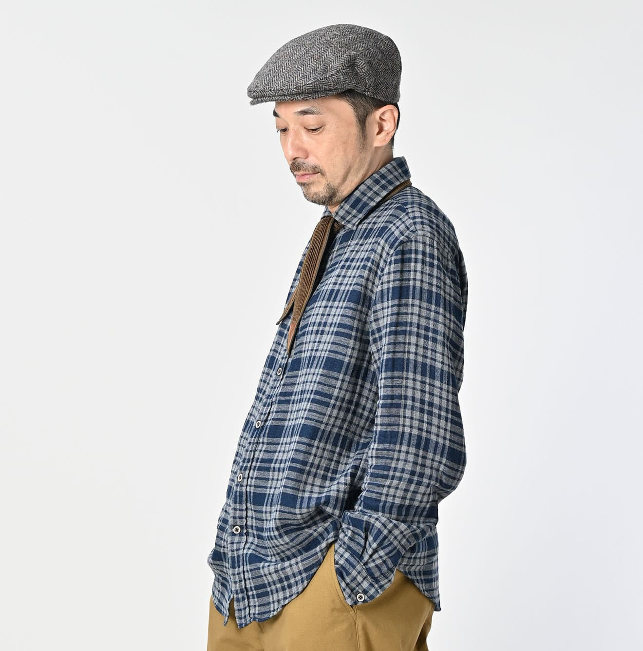 Indigo FuwaFuwa Double Woven 908 Lofer Shirt Male Model