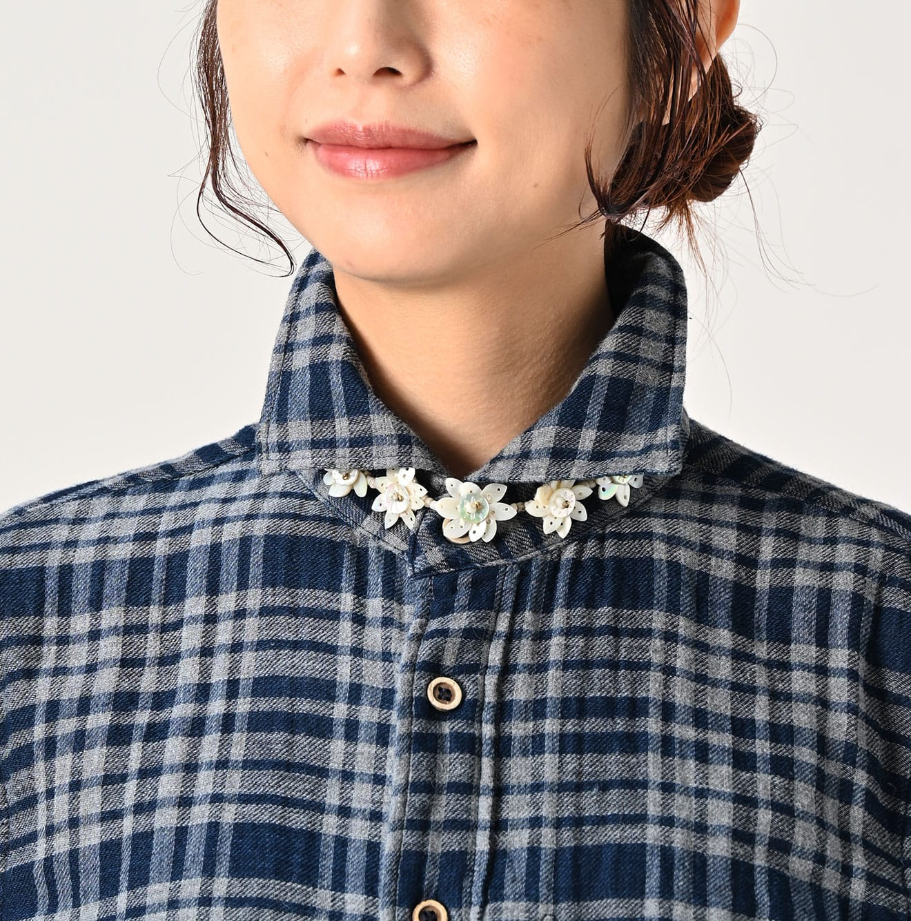 Indigo FuwaFuwa Double Woven 908 Lofer Shirt Detail