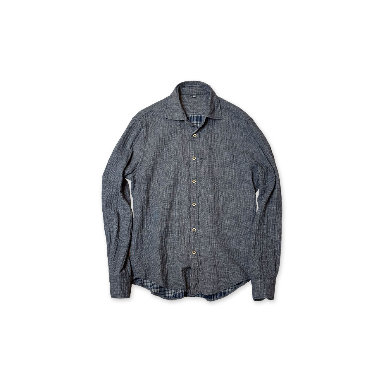 FuwaFuwa Double Woven 908 Loafer Shirt Indigo Houndstooth