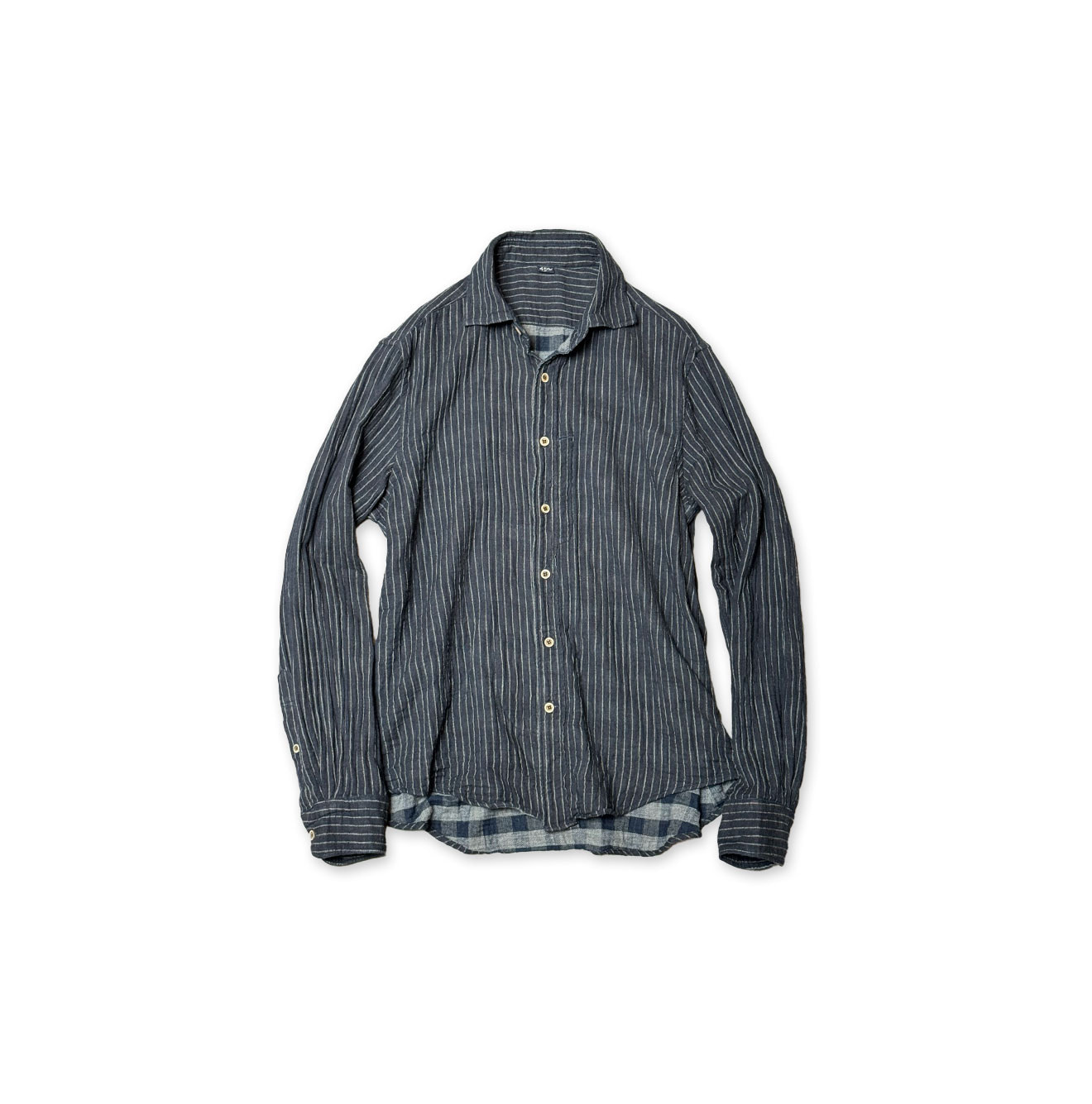 FuwaFuwa Double Woven 908 Loafer Shirt Indigo Stripes