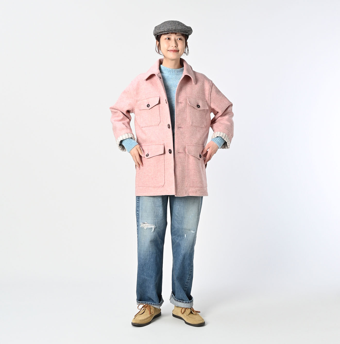 England Flannel Coat Female Model