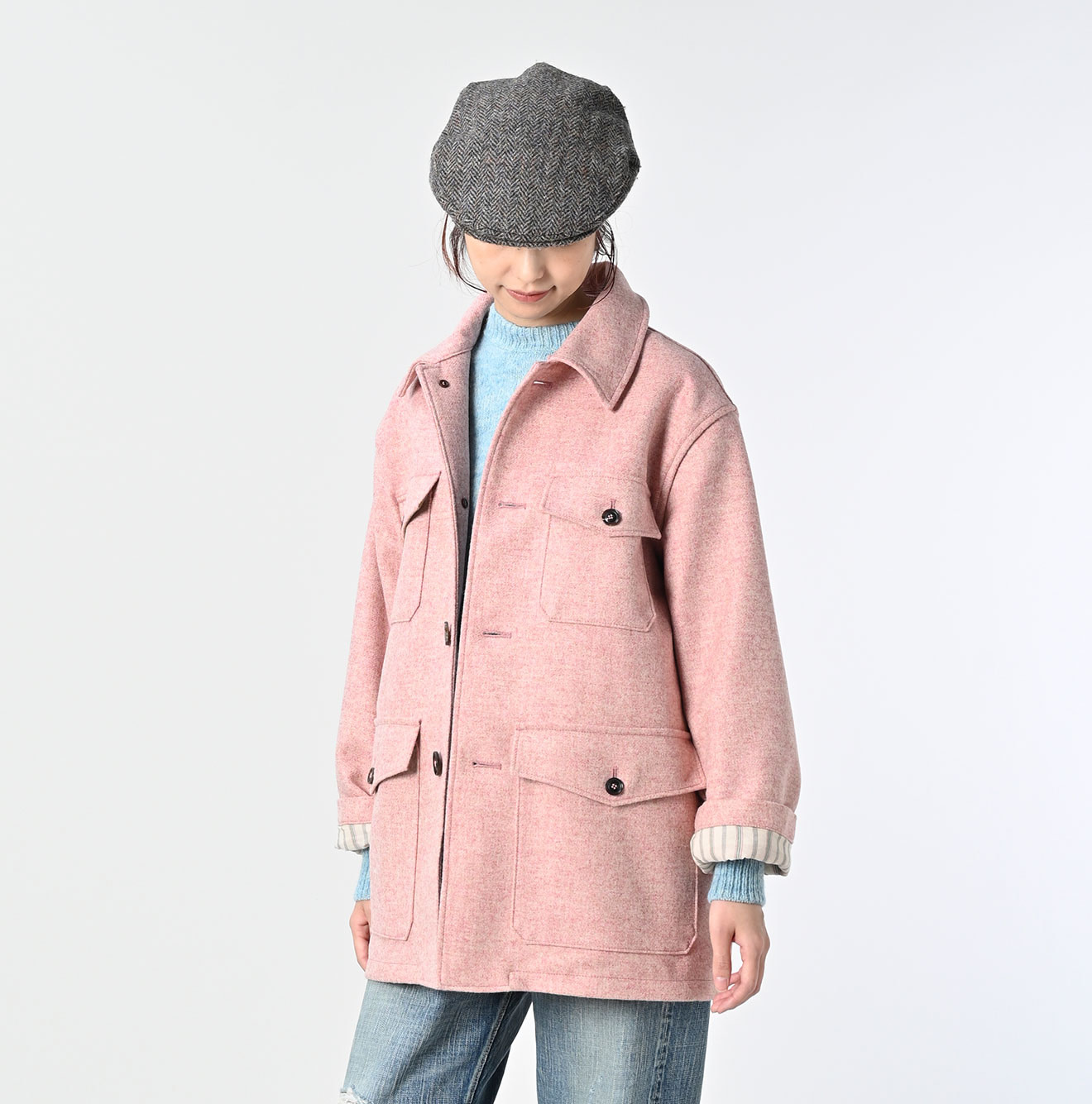 England Flannel Coat Female Model