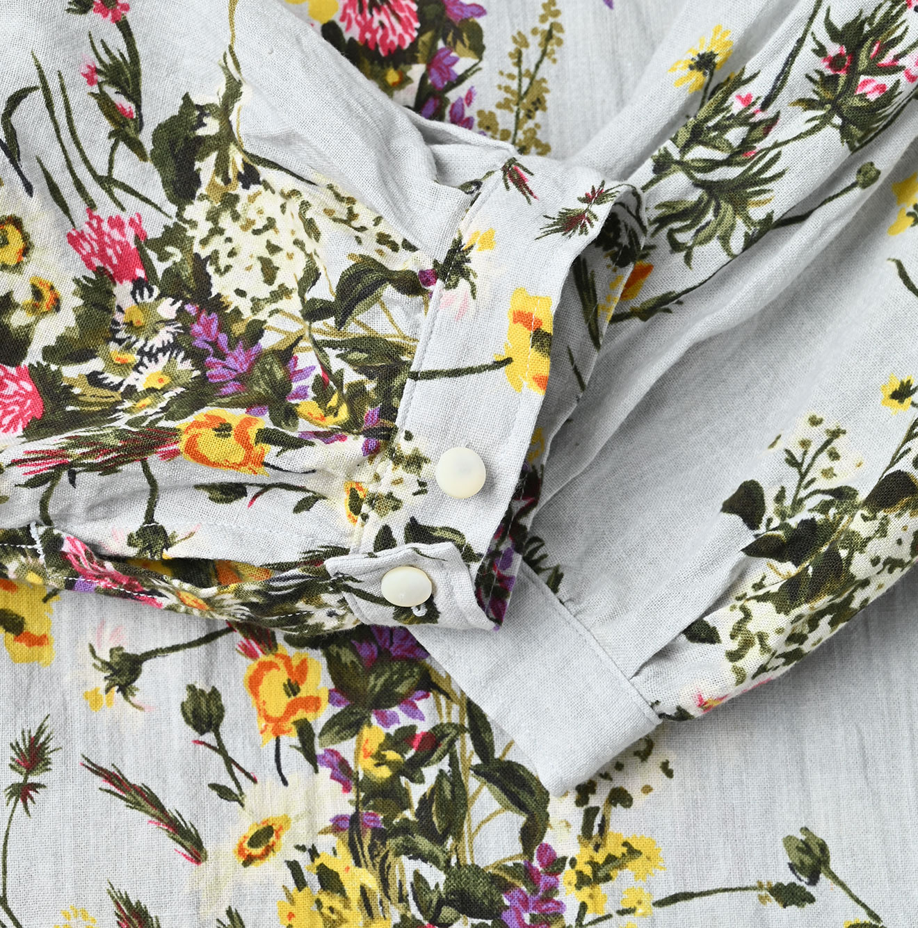 Indian Khadi Bouquet Stripe Print Puff Bridge Dress Detail