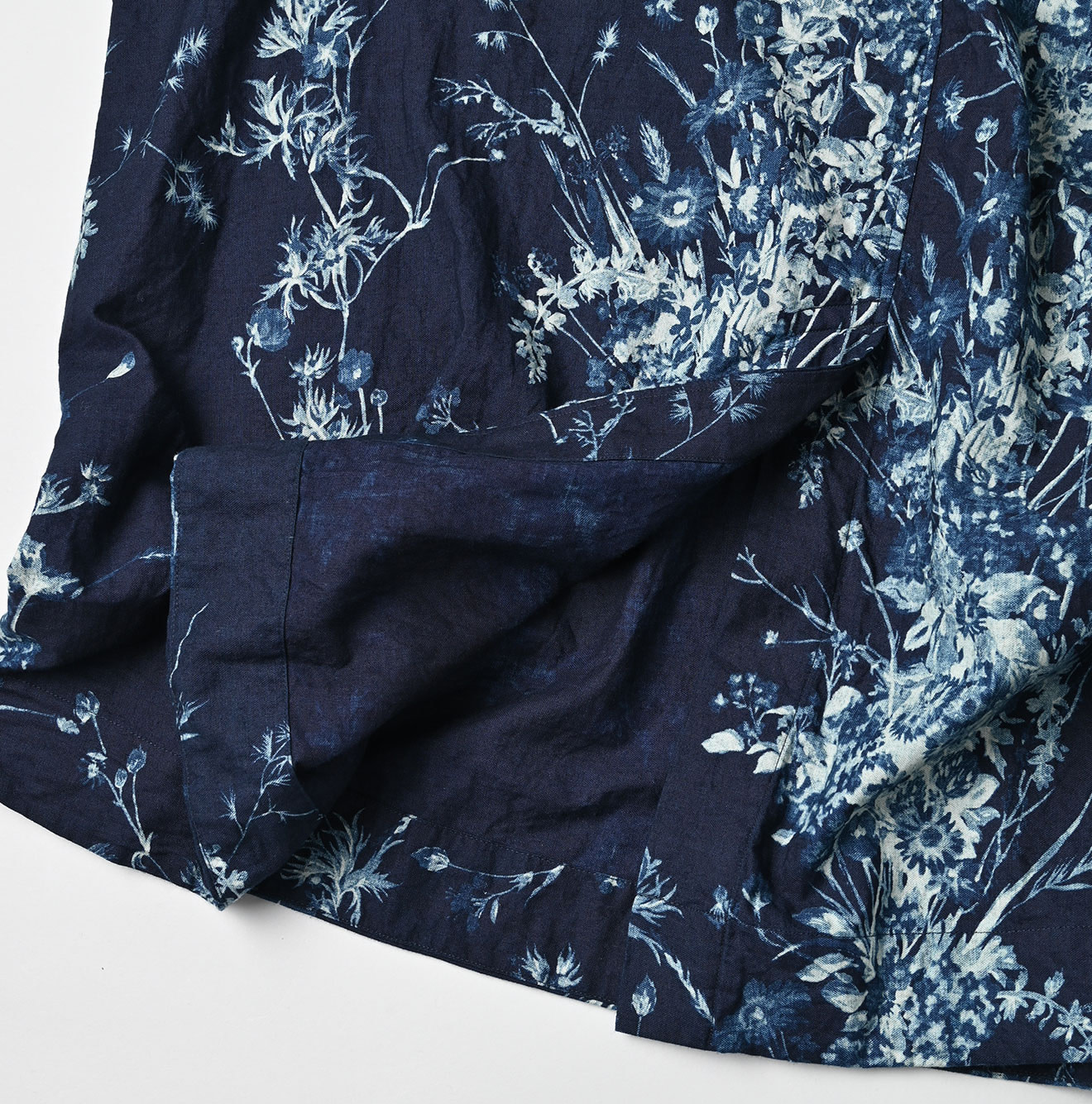 Indigo Indian Khadi Bouquet Stripe Print Puff Bridge Detail