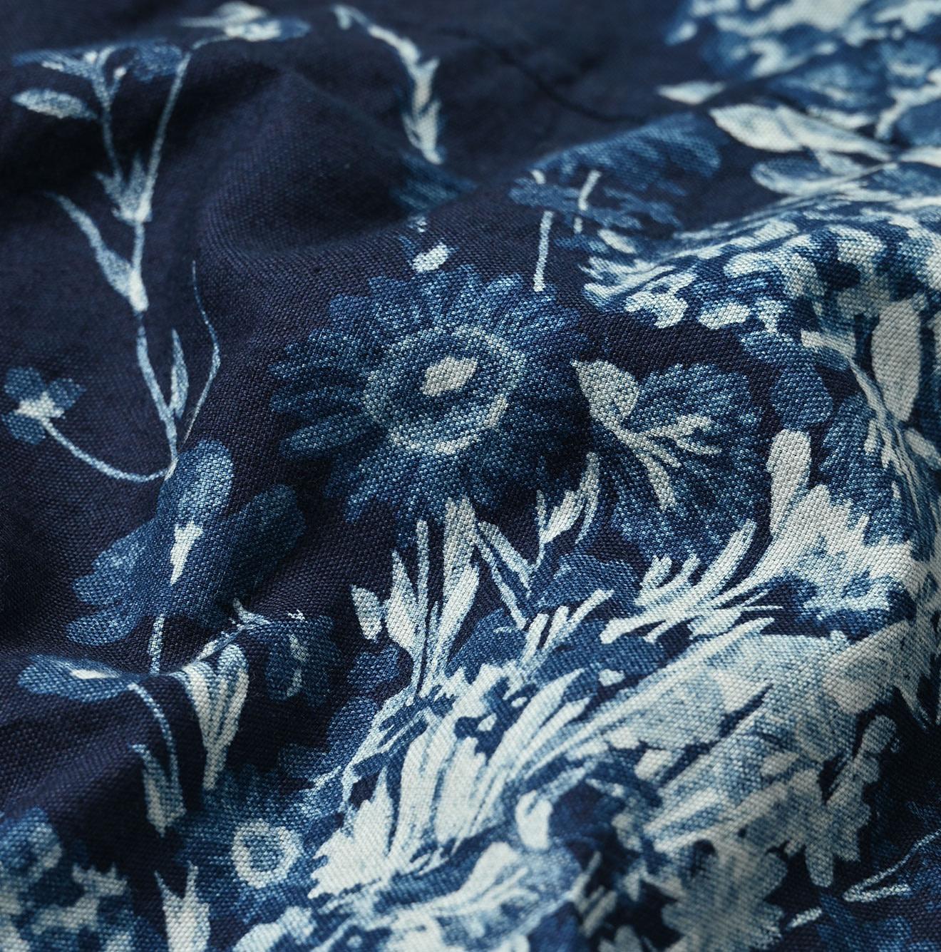Indigo Indian Khadi Bouquet Stripe Print Puff Bridge Detail