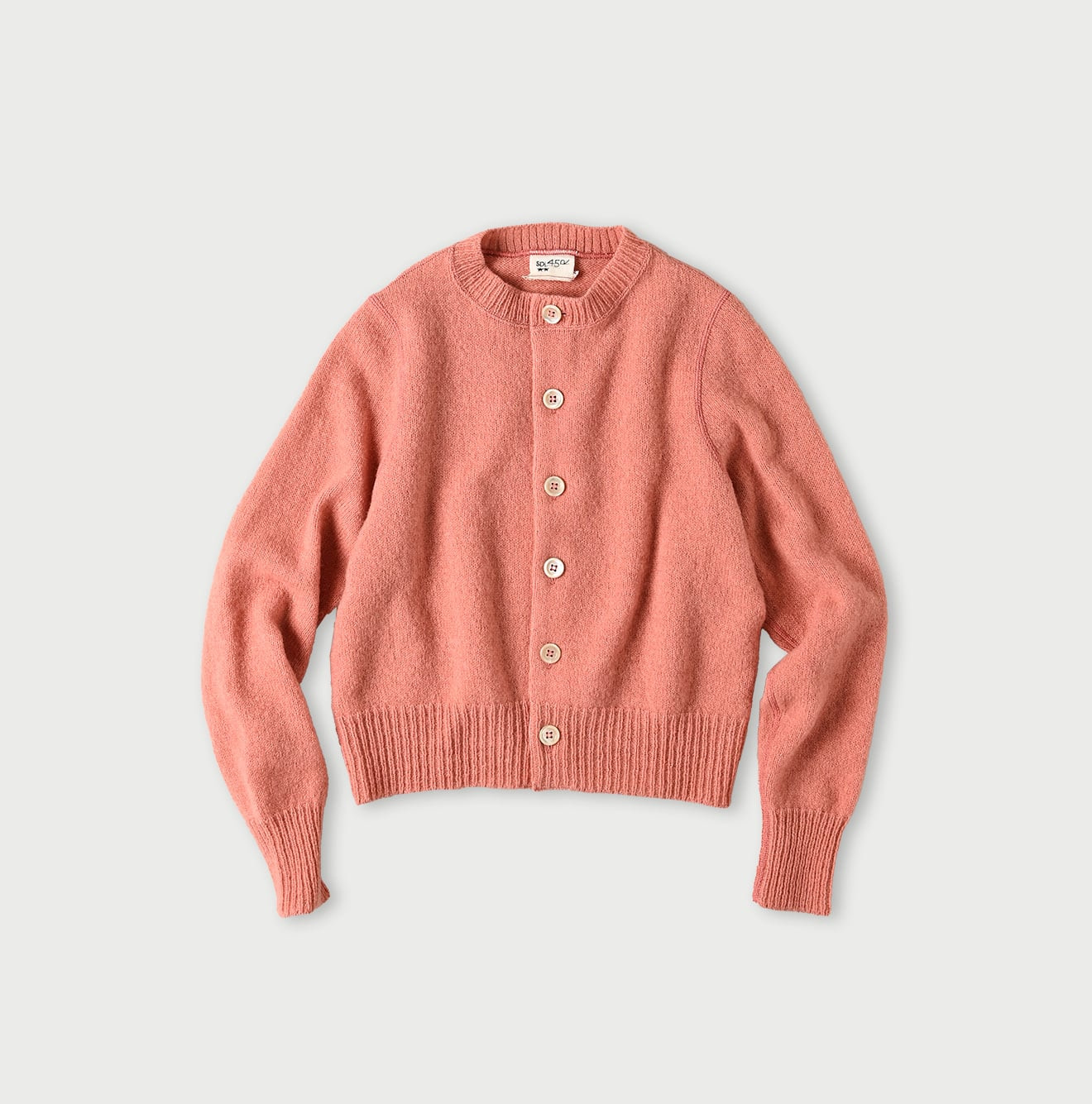 Shetland Wool Boiled Cardigan Pink