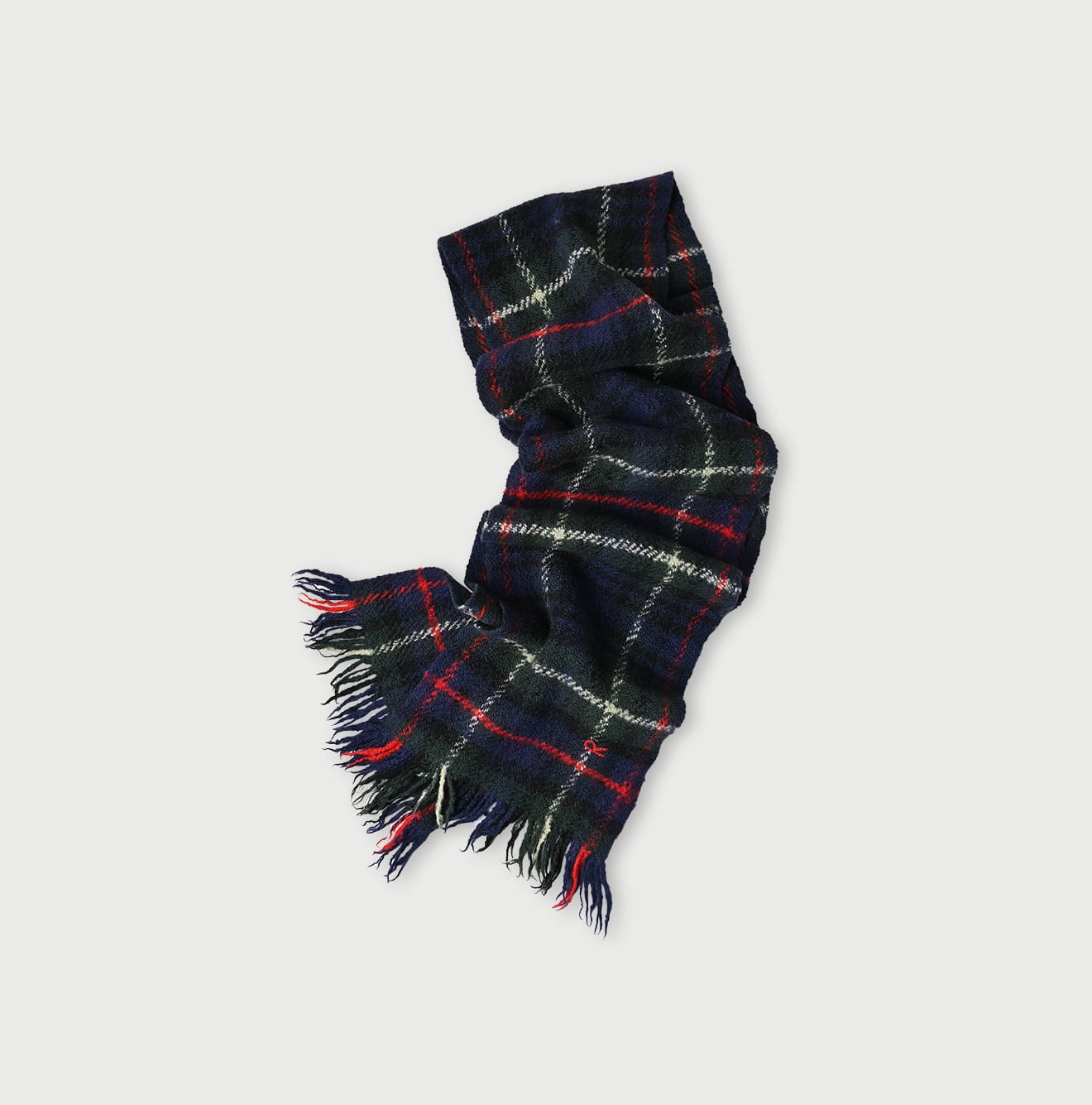 Indian Merino Cashmere Check Muffler Navy