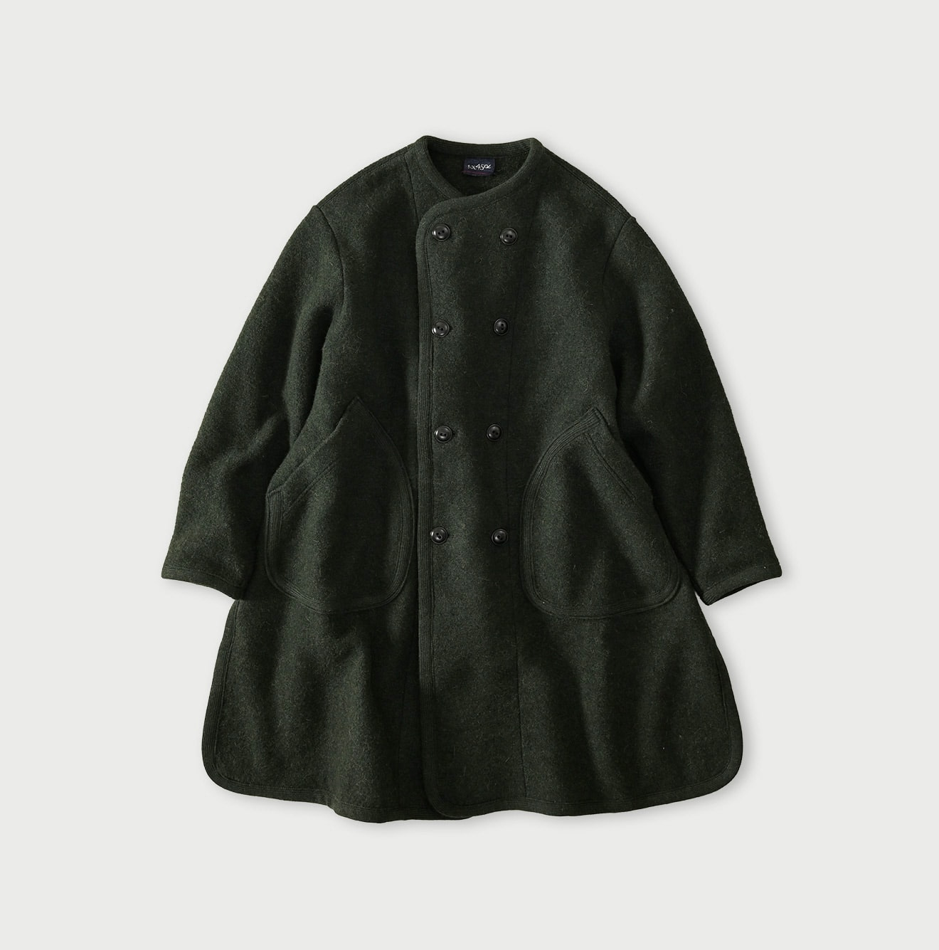 Boiled Wool Knit Tyrolean Coat Green Top