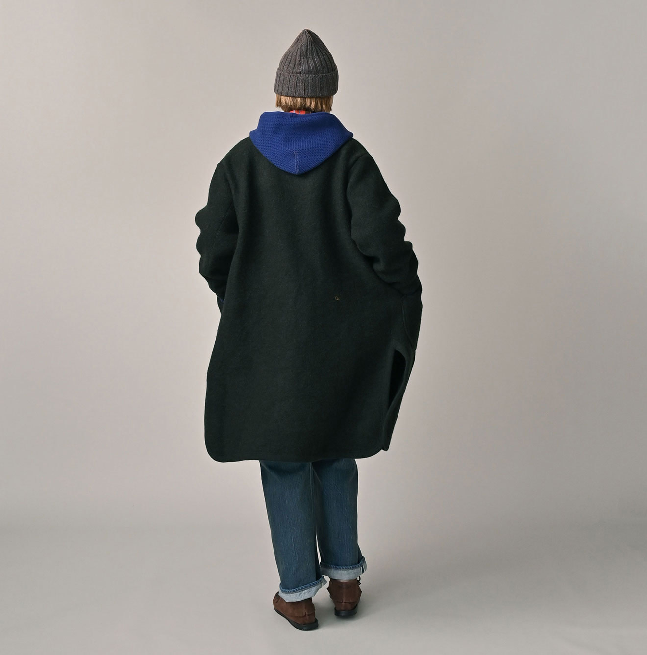 Boiled Wool Knit Tyrolean Coat Female Model