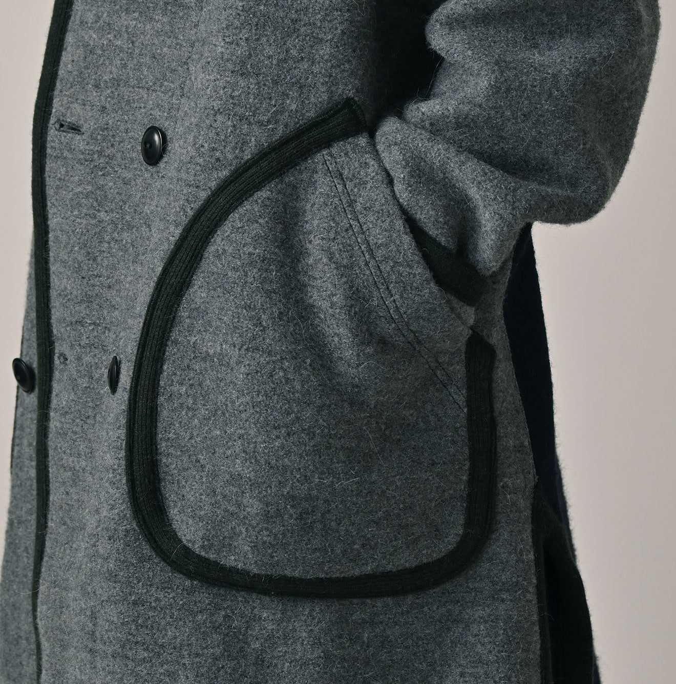 Crazy Boiled Wool Knit Tyrolean Coat Detail